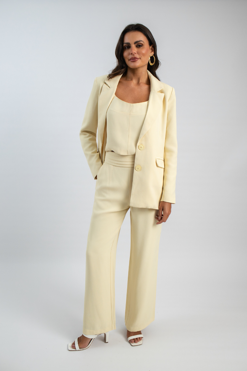 Calça Pantalona de Alfaiataria Vinci - Amarelo Vaniglia