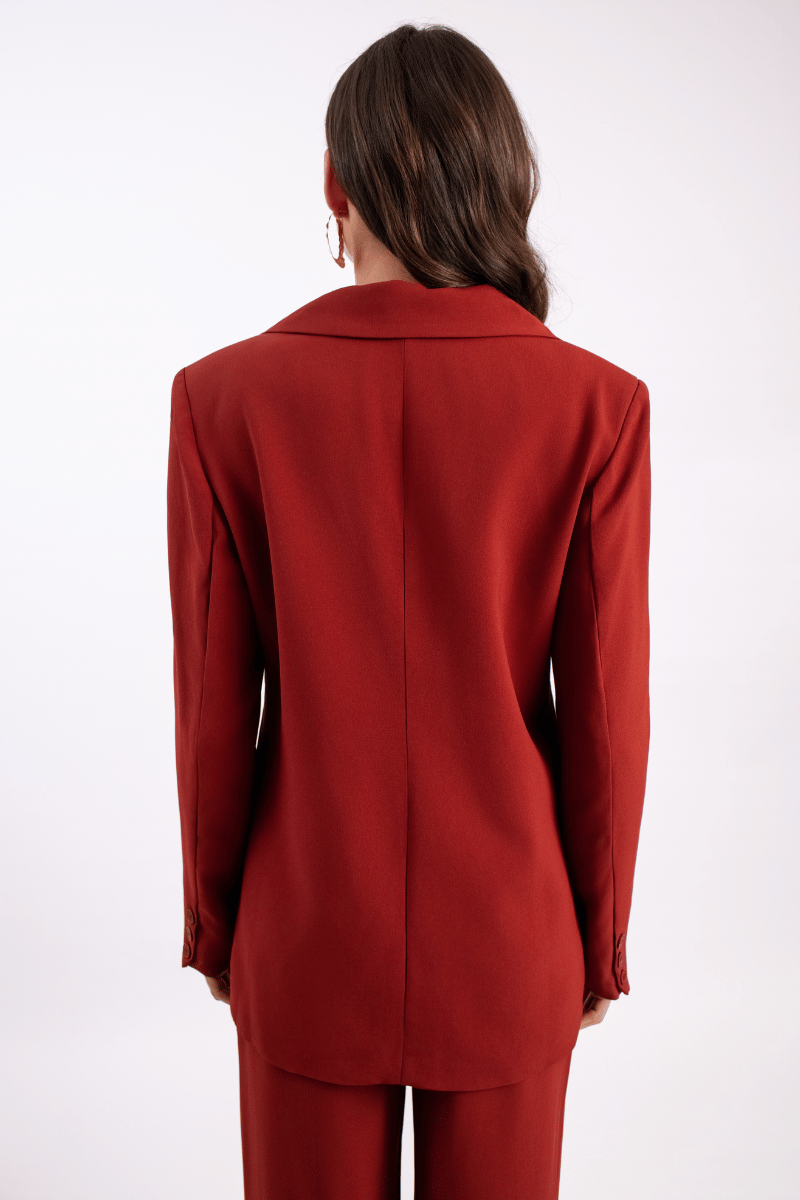 Blazer Longo de Alfaiataria Volterra Vermelho Frutti di Bosco