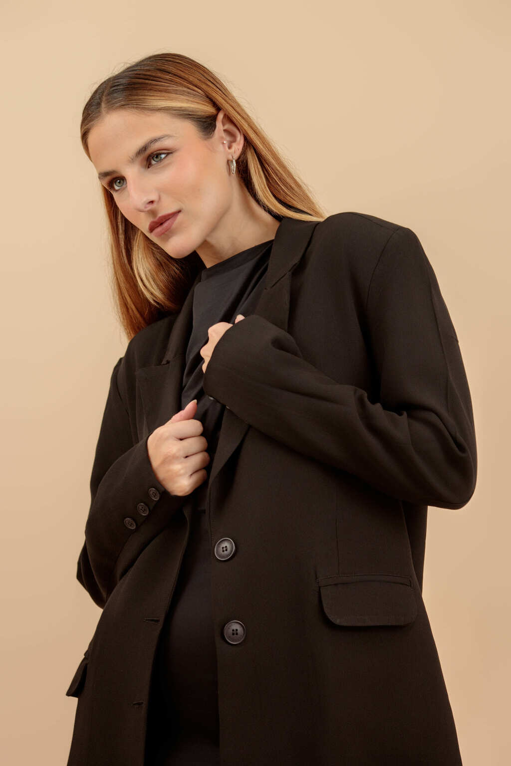Blazer Longo de Alfaiataria Volterra - Preto