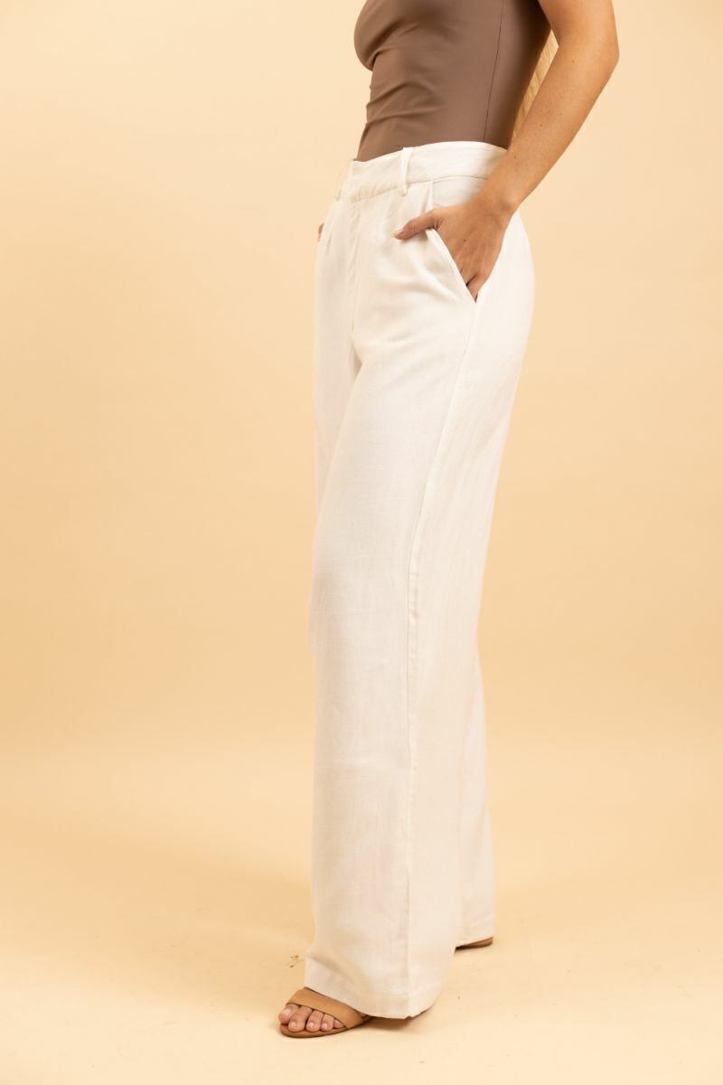 Calça Pantalona de Linho Viareggio - Off White