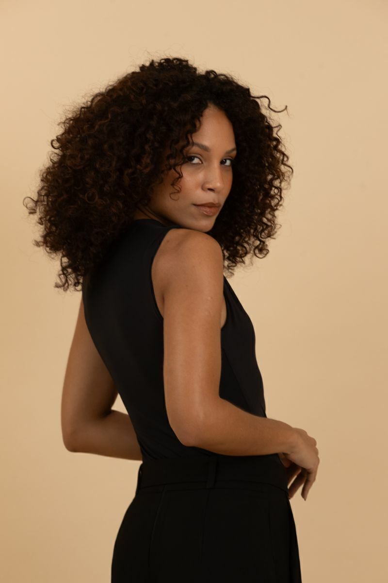 Body Drapeado de Poliamida Cortona - Preto