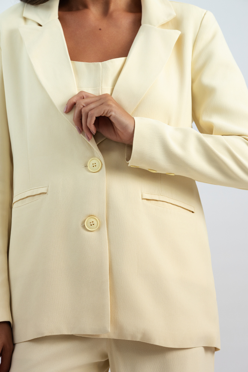 Blazer Longo de Alfaiataria Volterra Amarelo Vaniglia