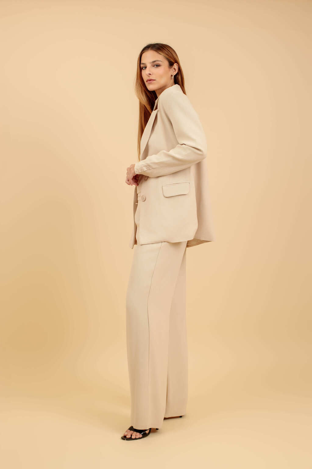 Calça Pantalona de Alfaiataria Vinci - Bege Frappé