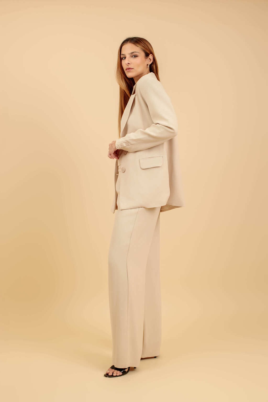 Calça Pantalona de Alfaiataria Vinci - Bege Frappé