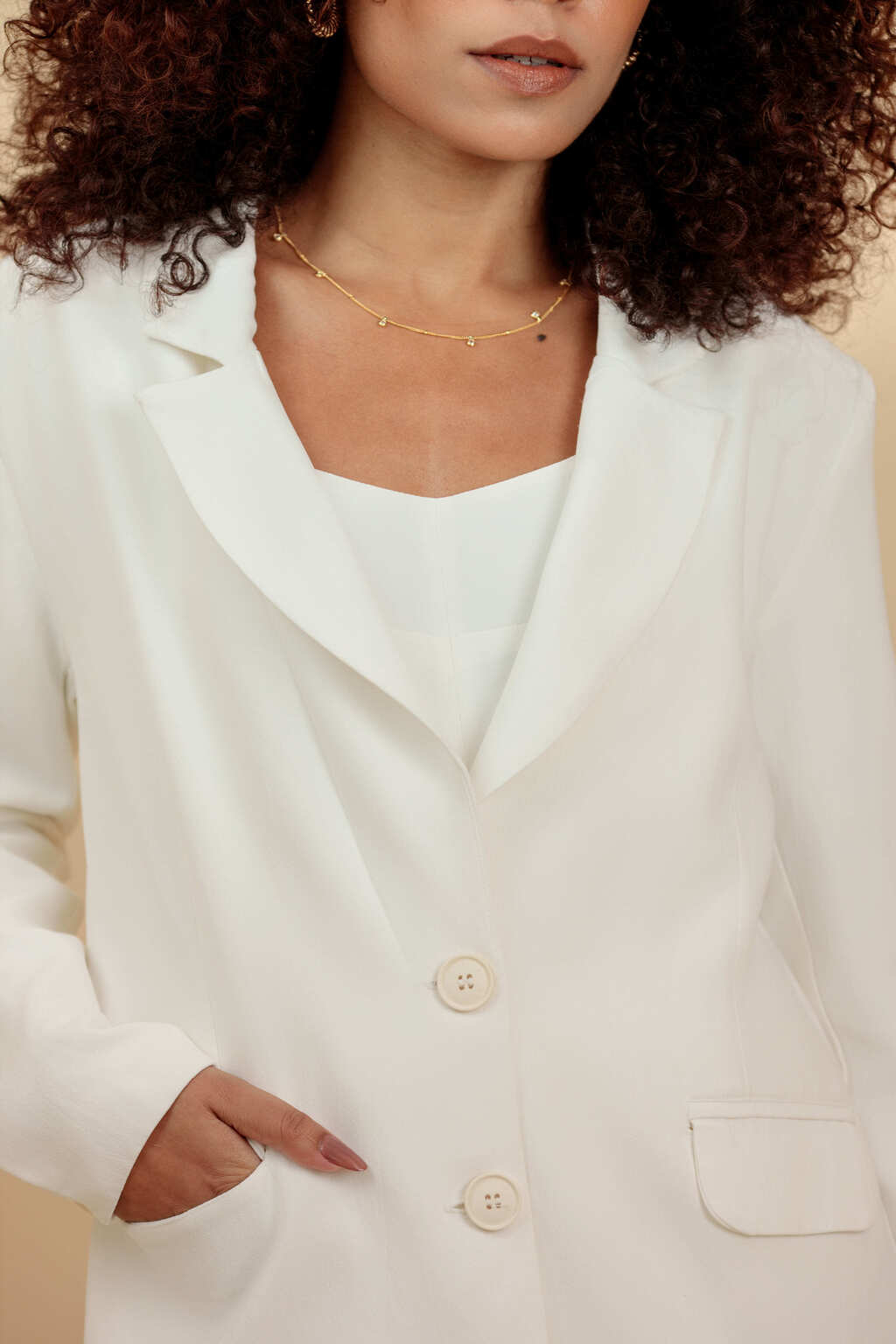 Blazer Longo de Alfaiataria Volterra - Off White