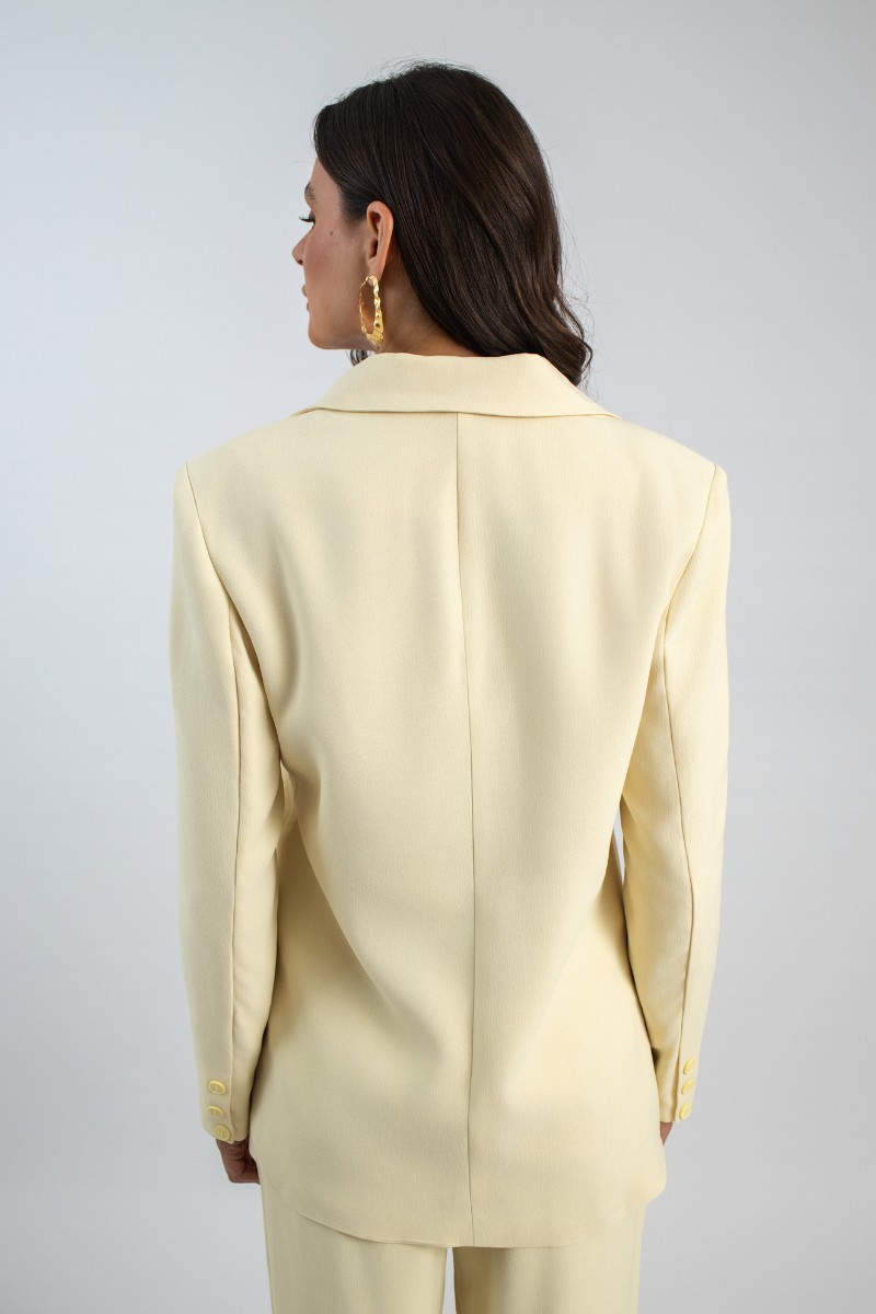 Blazer Longo de Alfaiataria Volterra Amarelo Vaniglia