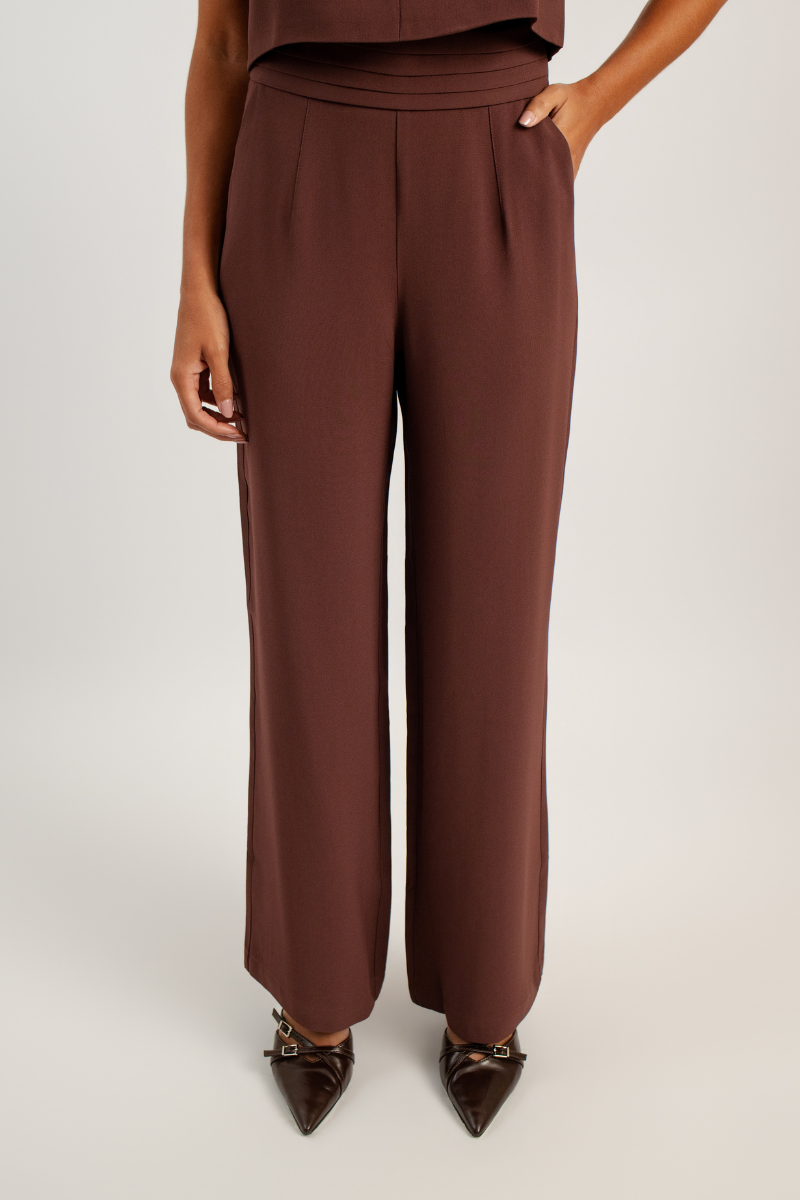 Calça Pantalona de Alfaiataria Vinci - Marrom Capuccino