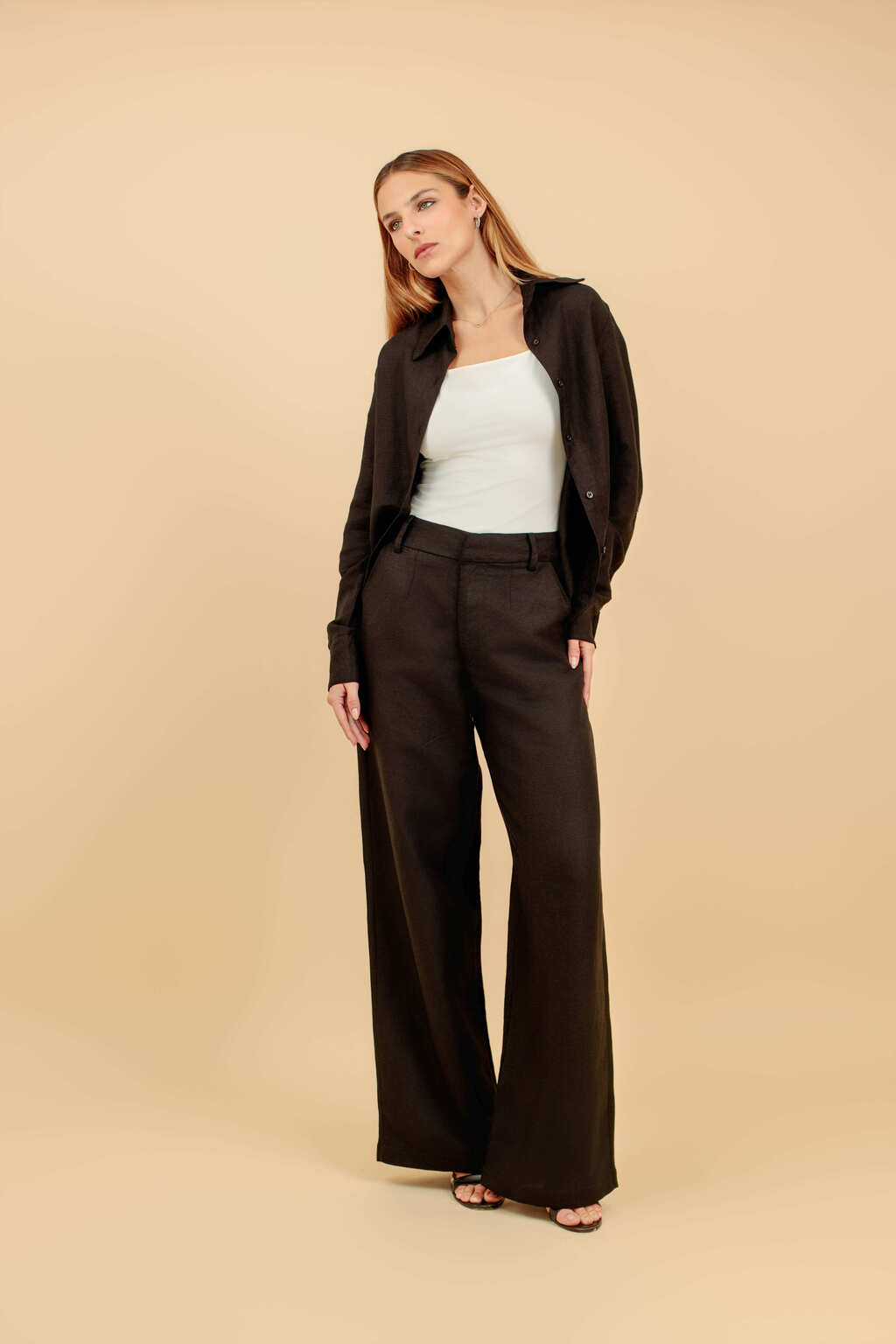 Calça Pantalona de Linho Viareggio - Preto