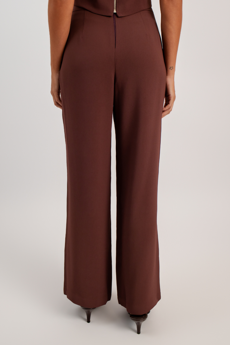 Calça Pantalona de Alfaiataria Vinci - Marrom Capuccino