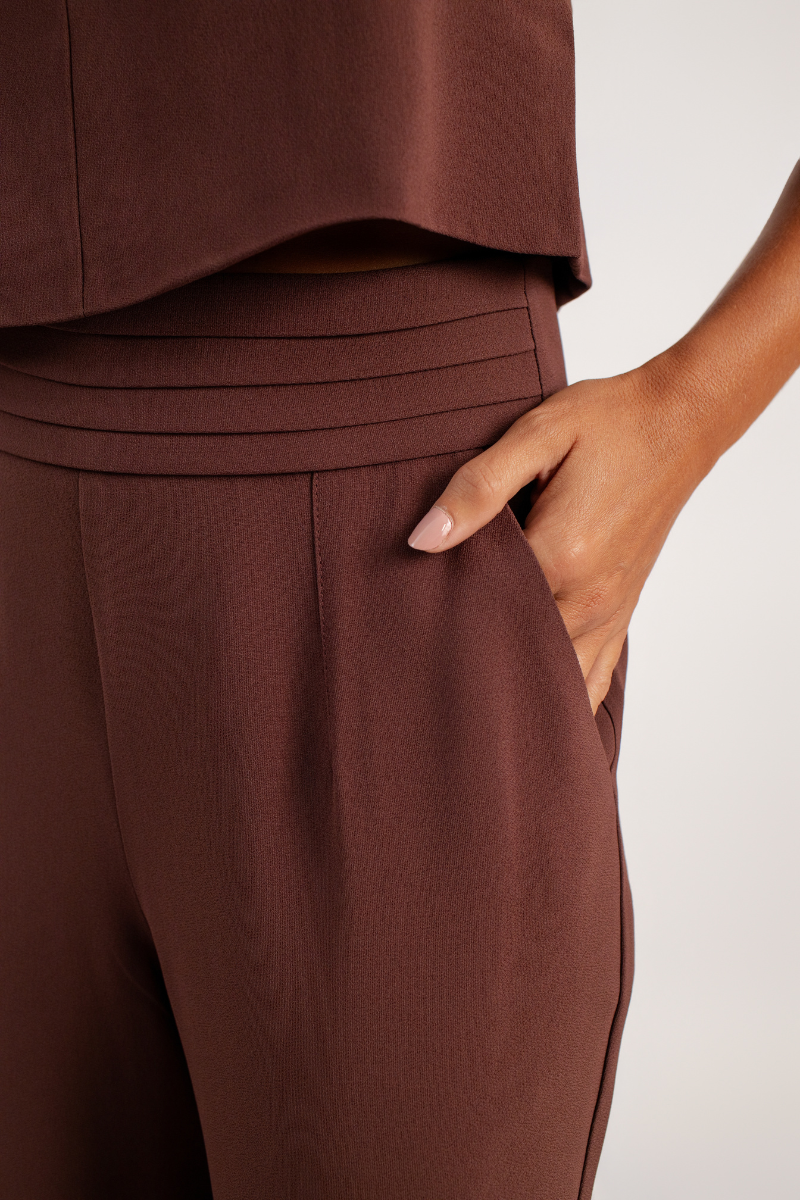 Calça Pantalona de Alfaiataria Vinci - Marrom Capuccino