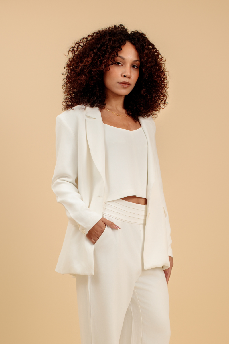 Blazer Longo de Alfaiataria Volterra - Off White