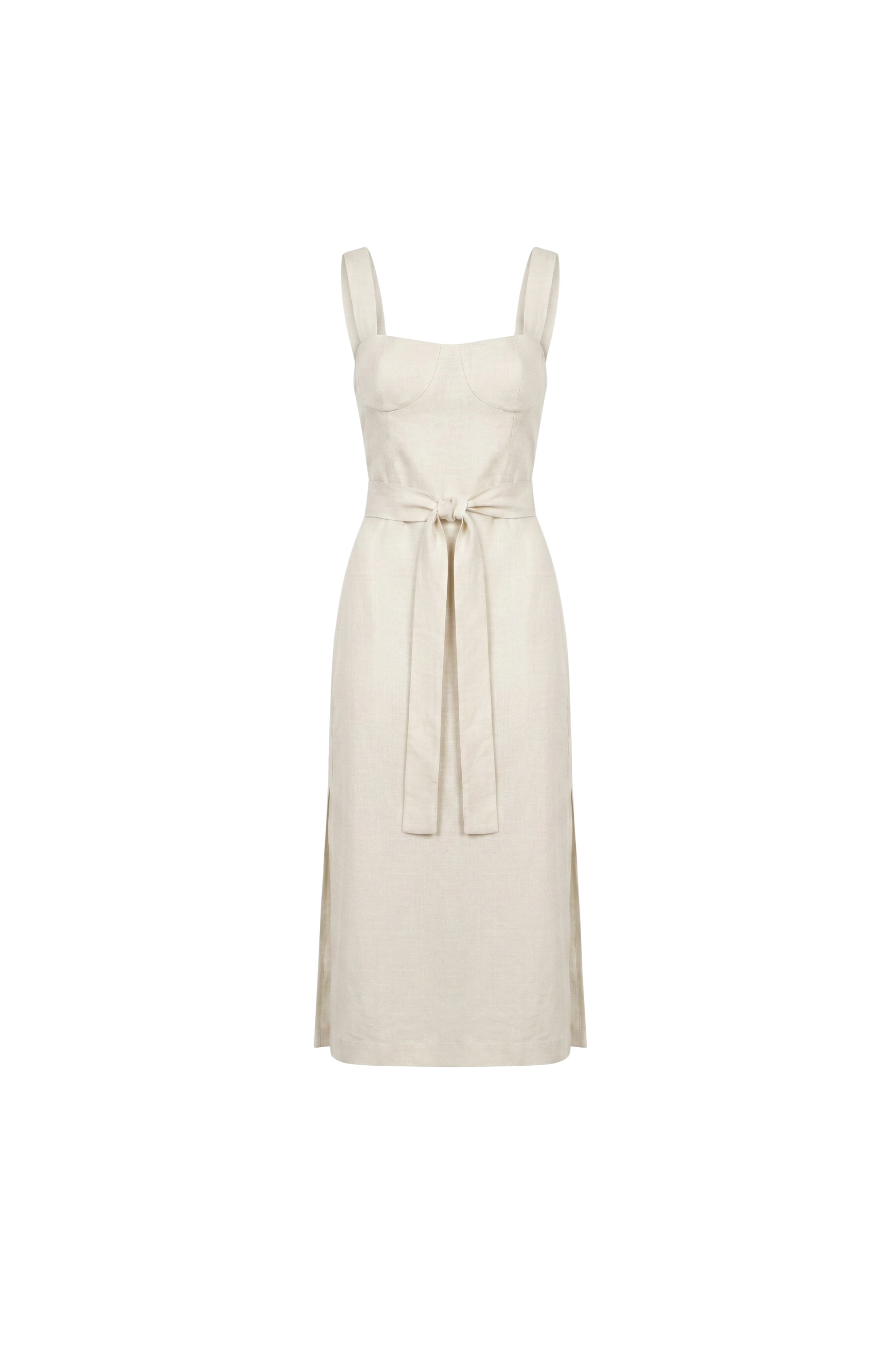 Vestido Midi de Linho Palermo Off White