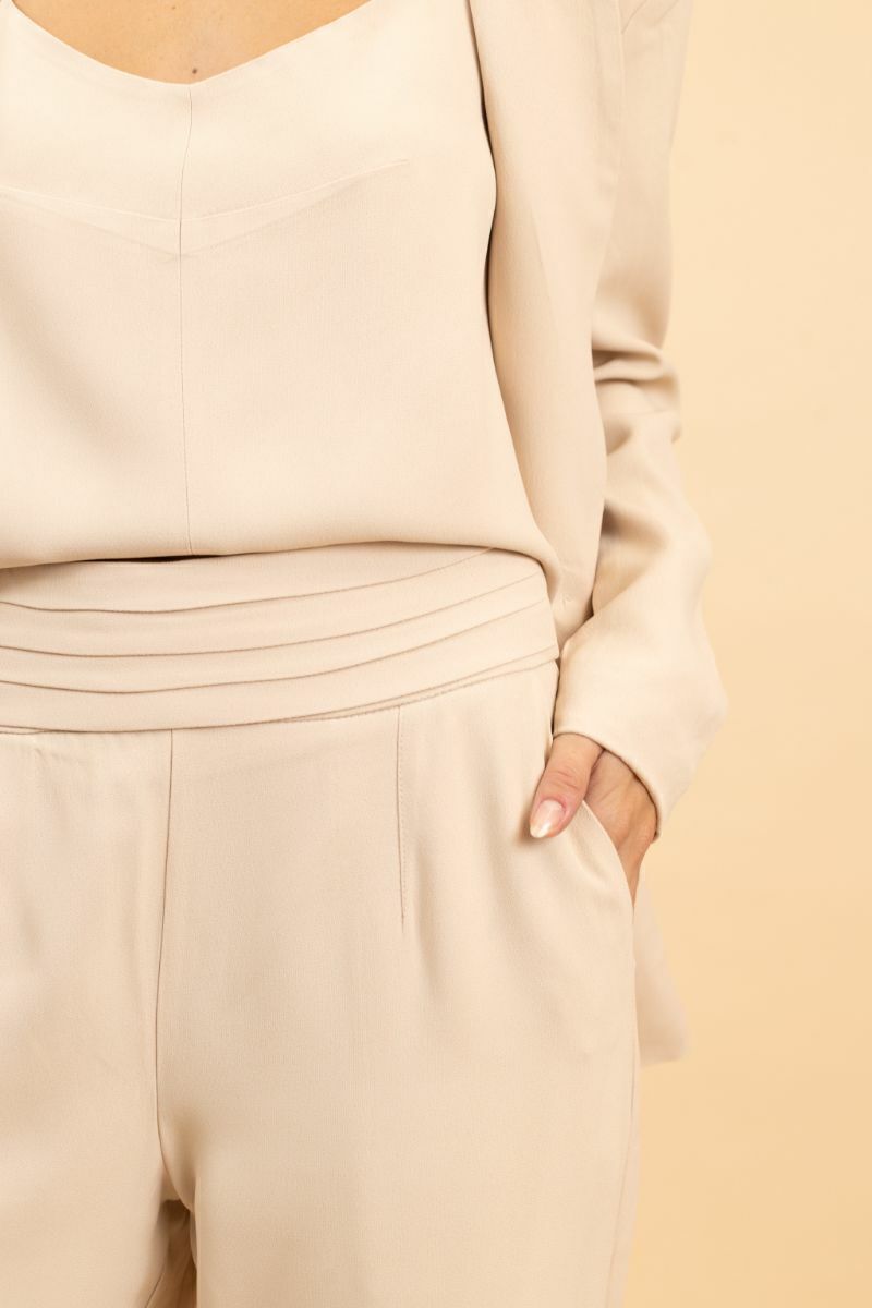 Calça Pantalona de Alfaiataria Vinci - Bege Frappé
