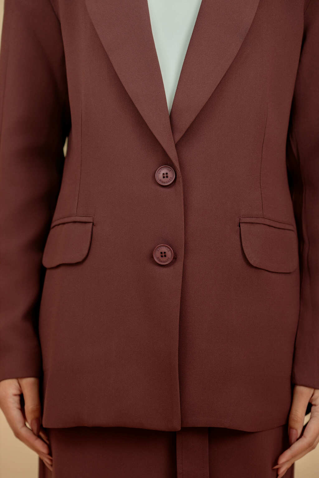 Blazer Longo de Alfaiataria Volterra - Marrom Capuccino