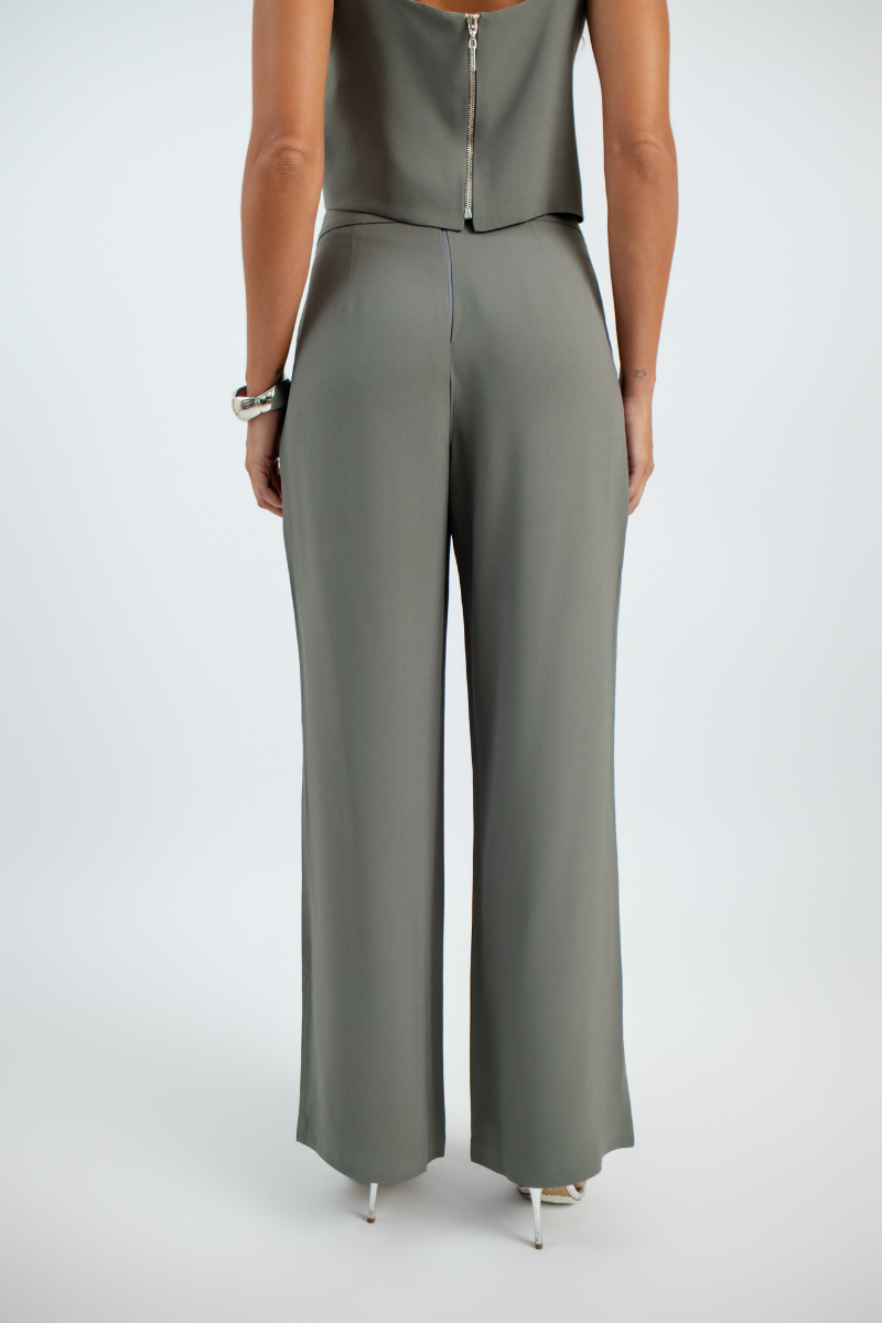 Calça Pantalona de Alfaiataria Vinci - Cinza Pane Rústico