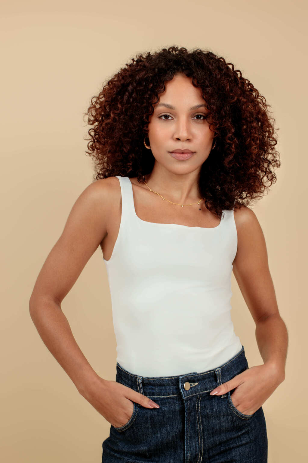 Regata Decote Quadrado de Poliamida Pienza - Off White