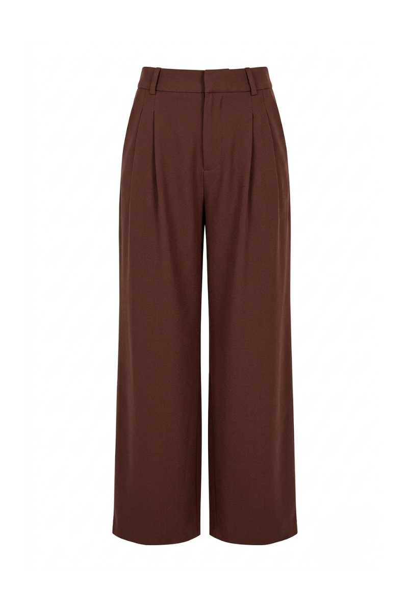 Calça Wideleg de Alfaiataria Etna - Marrom Capuccino