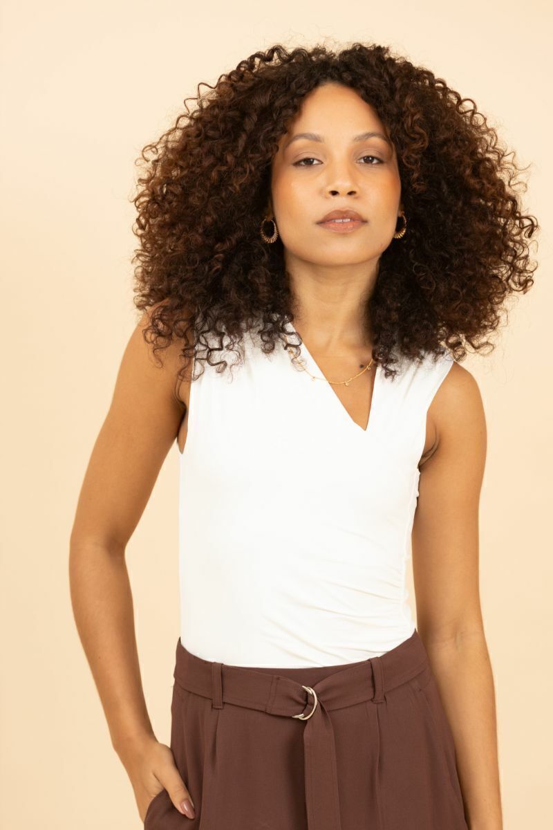 Body Drapeado de Poliamida Cortona - Off White