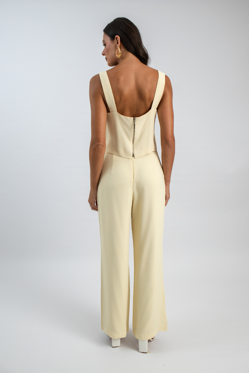Calça Pantalona de Alfaiataria Vinci - Amarelo Vaniglia