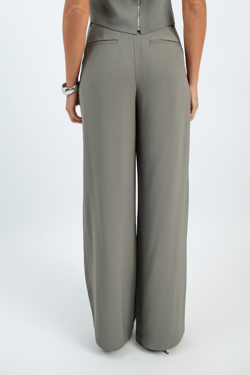 Calça Wideleg de Alfaiataria Etna - Cinza Pane Rústico
