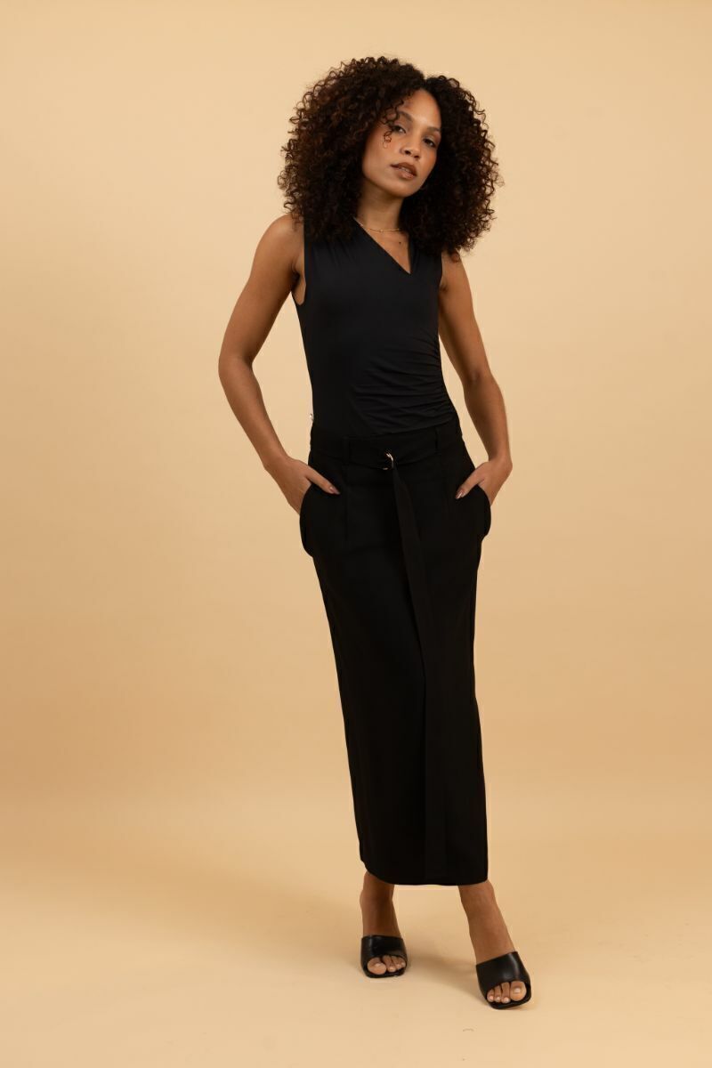 Saia Midi de Alfaiataria Livorno - Preto