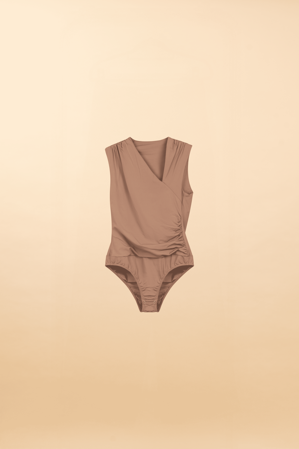 Body Drapeado de Poliamida Cortona - Marrom Mocha