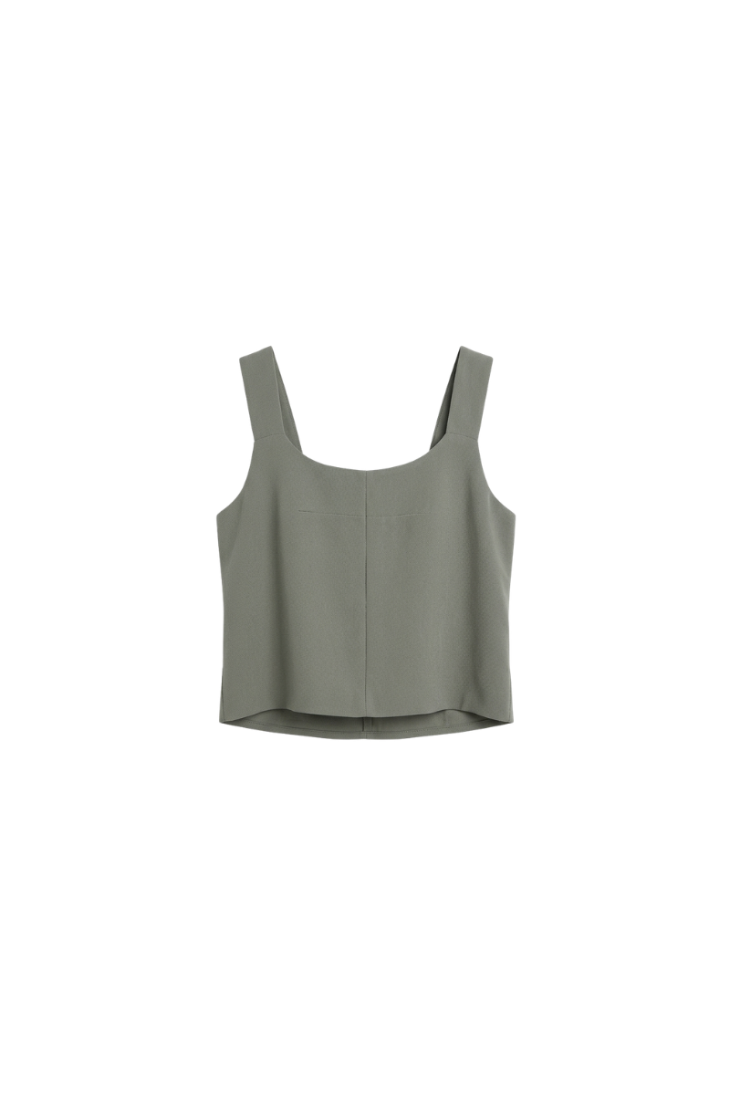 Blusa de Alças de Alfaiataria Siena Cinza Pane Rústico