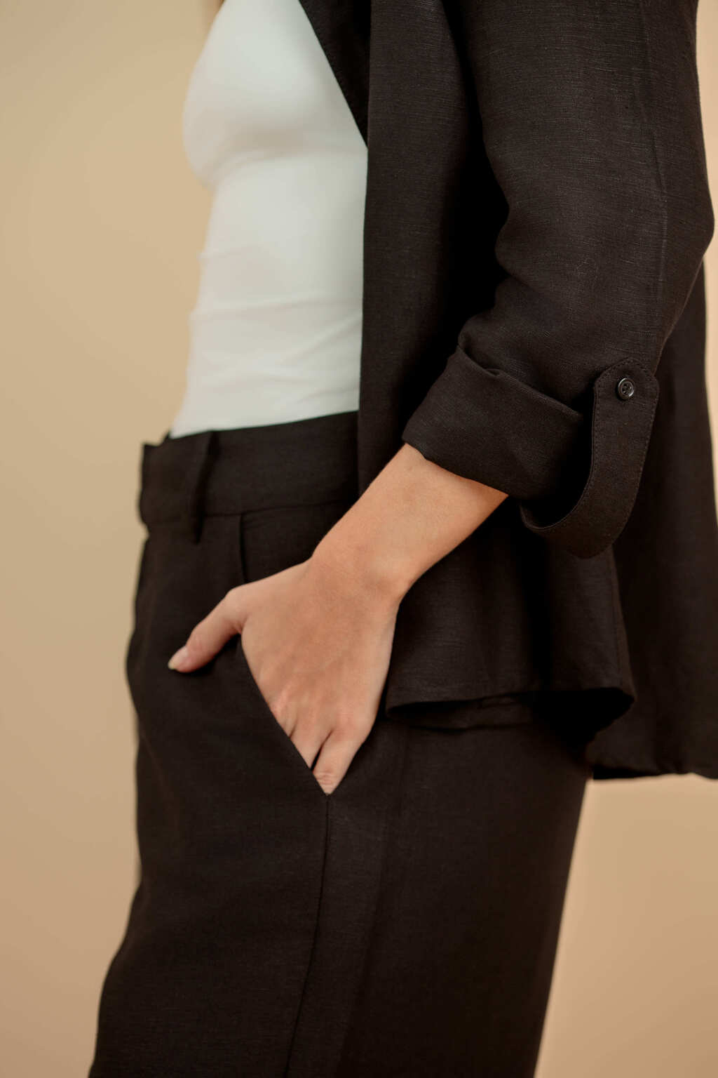 Calça Pantalona de Linho Viareggio - Preto