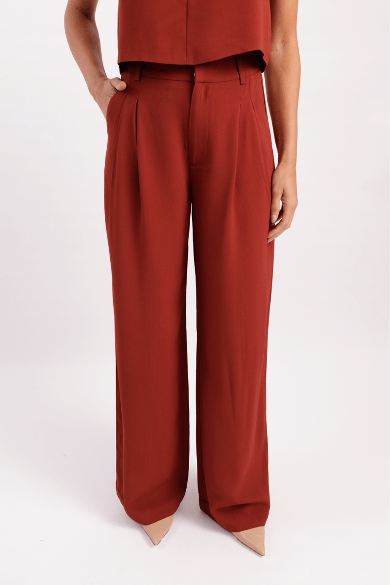 Calça Wideleg de Alfaiataria Etna - Vermelho Frutti di Bosco